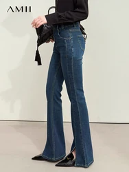 Amii Minimalism 2024 Autumn New Denim Slit Slim Jeans For Women Fashion Retro Basic Quality Women's Mopping Trousers 12443183