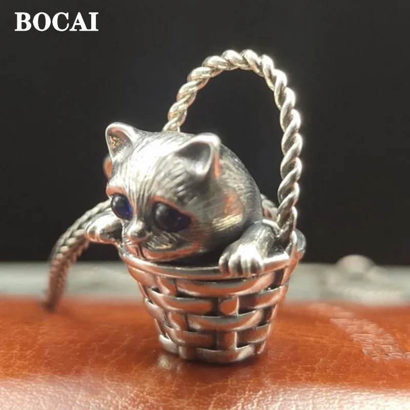 

BOCAI 2022 модный 100% твердый новый стиль бамбуковая корзина Garfield кулон для мужчин и женщин s925 чистое серебро ювелирные изделия Рождественский подарок