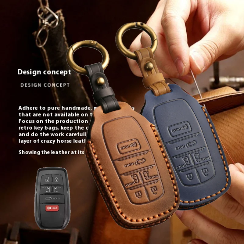 

6 Button Leather for Toyota Corolla SE 2023 Camry 50 55 TLC200 Yaris Land Cruiser Prado150 RAV4 Venza SIENNA Car Key Case Cover