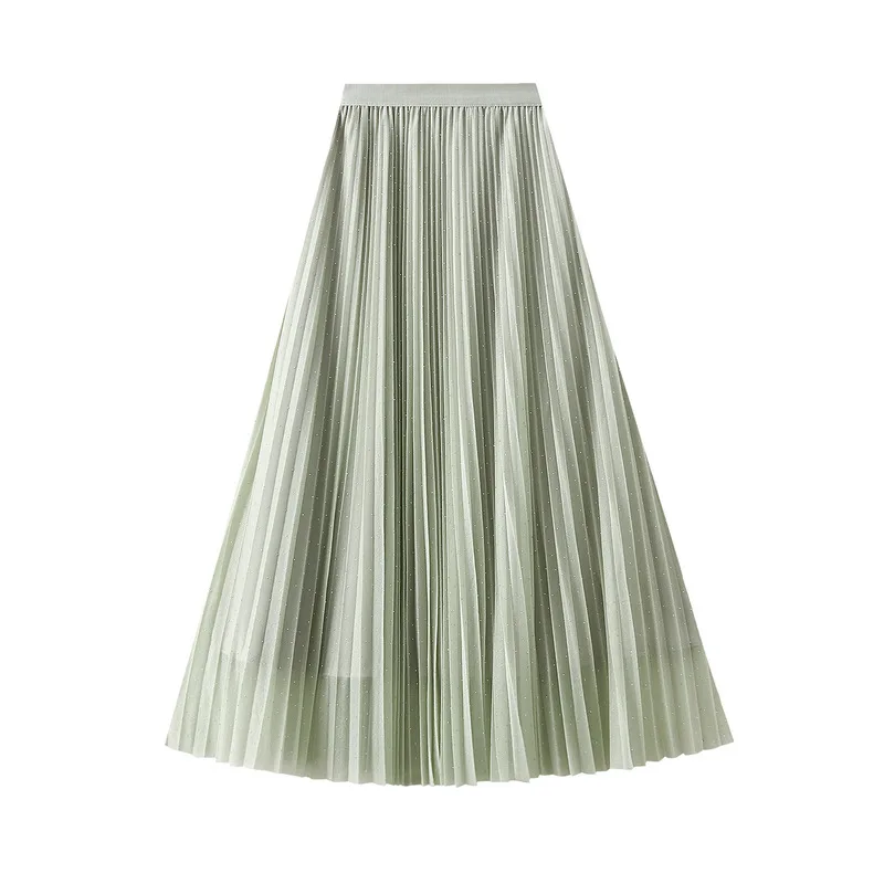 new delivery young girl Solid pleated Chiffon long skirt women lady clothes polyester dress ladies clothes fashion lovely