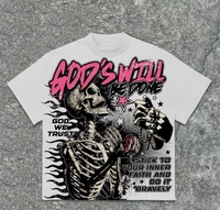 Summer American Retro Providence Skull Retro Pattern Cotton T-shirt Printed Men's and Women's Y2K Oversized T-shirt Street Wear
