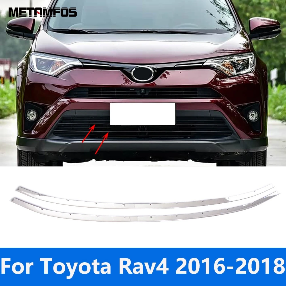 

Front Lower Bumper Grille Racing Grill Strip Cover Trim For Toyota RAV4 RAV 4 2016 2017 2018 Stainless Accessories Car Styling