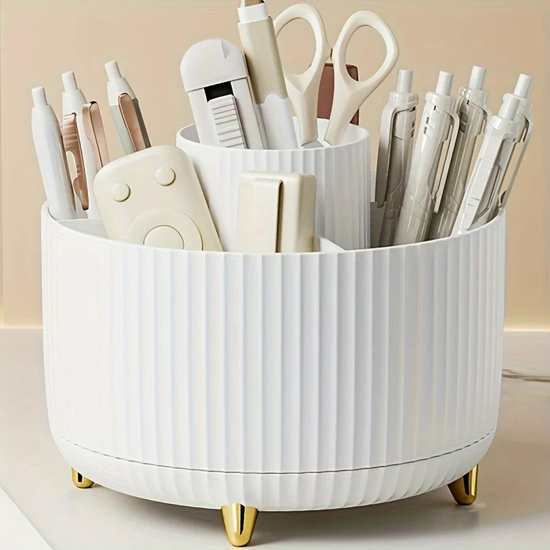 

Lovely Cute Desk Pen Holder with 5 Slots, 360° Rotation, Ideal Organizer for School, Home, and Office - Adorable Pencil Cup Pot