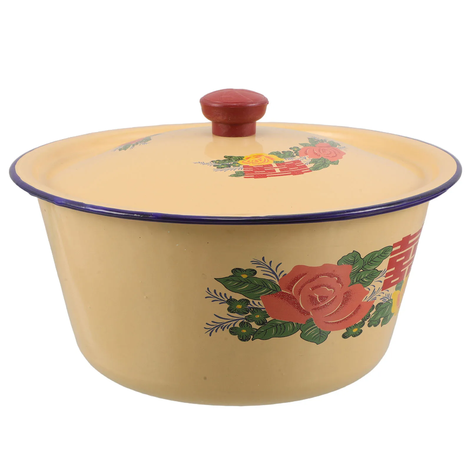 

Vintage Enamelware Mixing Bowl 23cm Retro Design Sturdy Easy Clean Large Capacity Soup Noodles Salad Fruit Prep