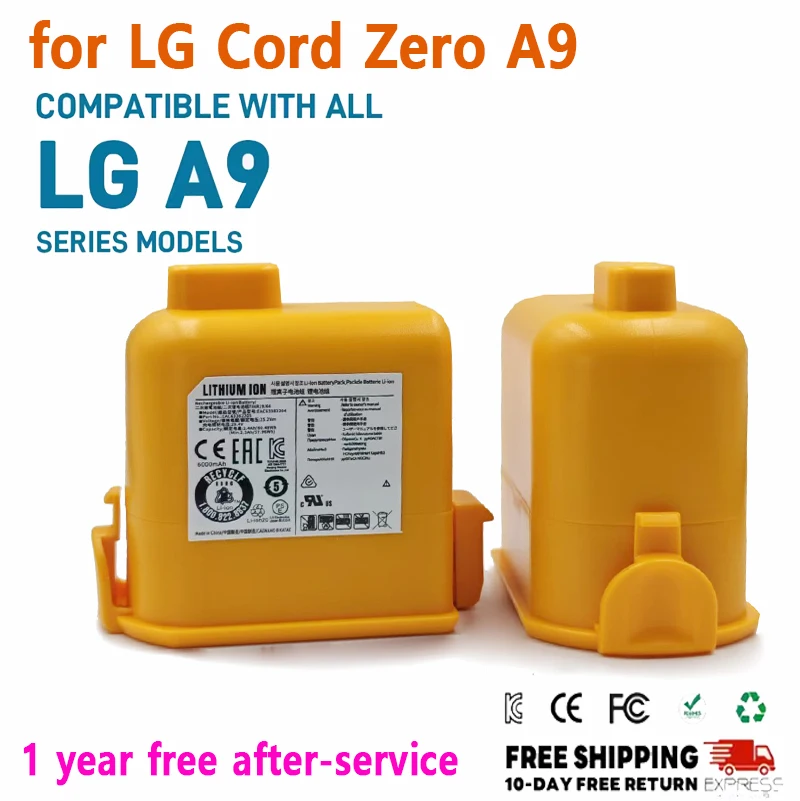 Vacuum Cleaner Battery 6000mAh for LG Cord Zero A9, A9+, A9 Plus,EAC63758601,EAC63382202, EAC63382201, EAC63382202, MEV65921201