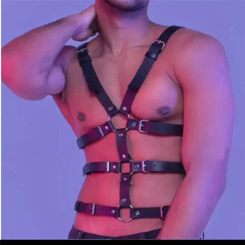 1PC Adjustable Men Sexy Lingerie Leather Sexual Harness Men Rave Gay Clothing BDSM Fetish Full Body Harness Belt Strap For Sex