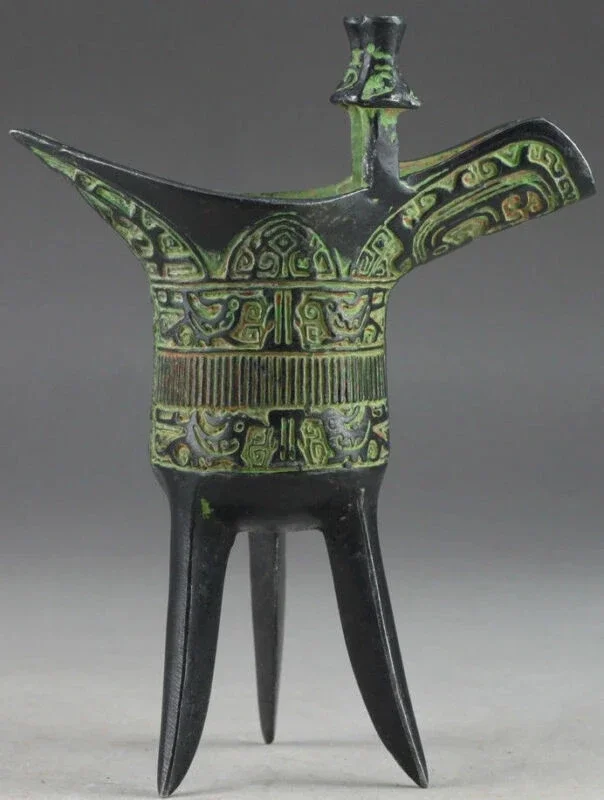 Oriental Bronze Chinese Old Exorcism Handwork Embossment Wine Cup view 4