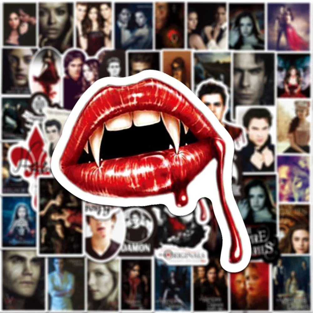 50PCS American TV Series The Vampire Diaries Graffiti Sticker Notebook Water Cup Waterproof Decorative Stickers