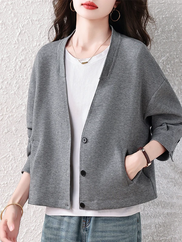 High-End Sleeve-Over-Shoulder Short Jacket Women's Lazy Style Open Cardigan Top for Autumn 2026 Casual Fashion Ladies' Outerwear