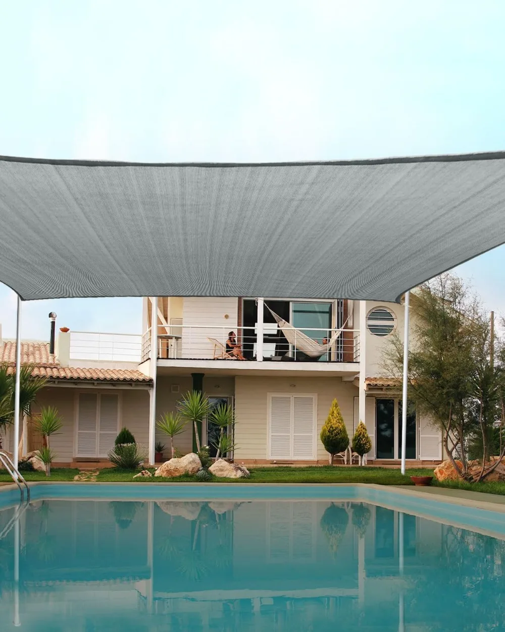 

24X24FT 185G HDPE Square Sun Shade Sail Canopy 98% UV Block Outdoor Patio Garden with Hardware Kit