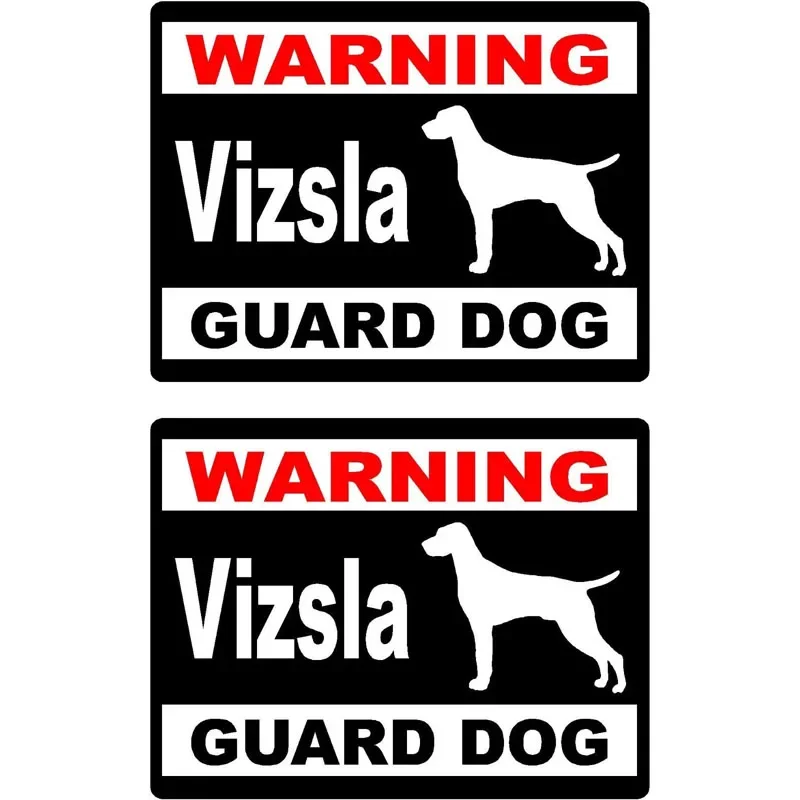 2x Cartoon WARNING Vizsla Guard Dog Fun Retro-reflective Decals Car Window Sticker 15*11.5cm