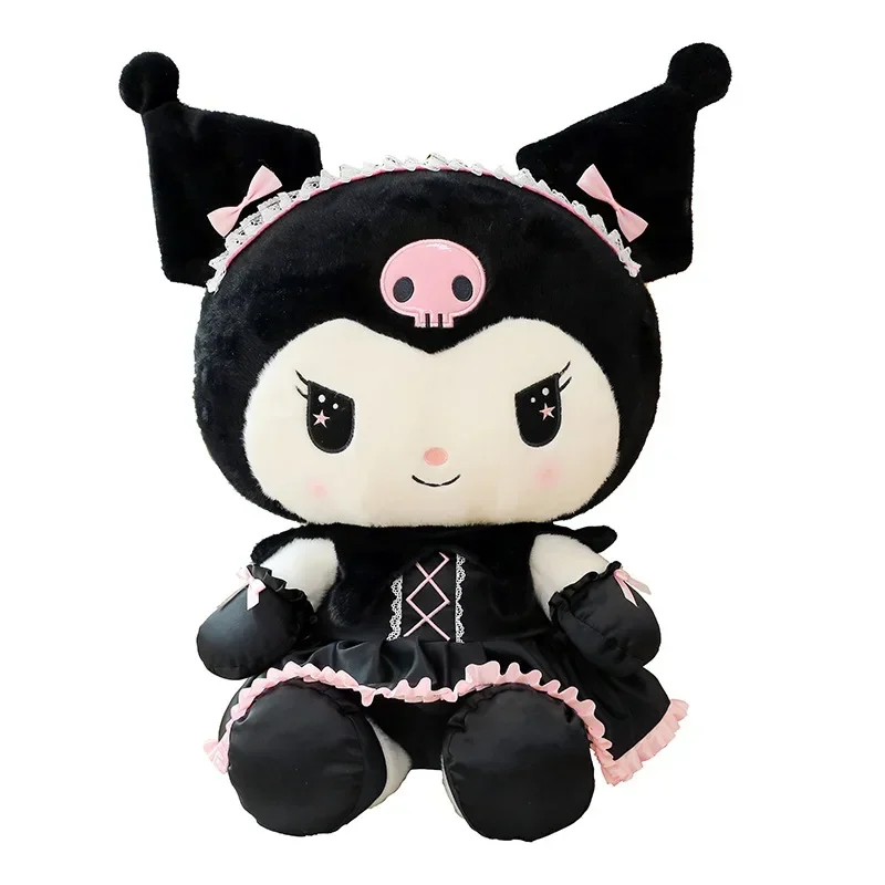 Sanrio Black Kuromi Big Plush Toy Stuffed Dolls Kawaii Cartoon Sofa Cushion Pillow Dark Skirt Uniform Toy Birthday Gift for Girl