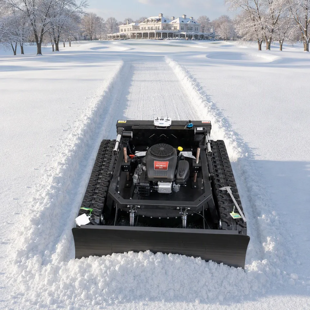 22HP 4-Stroke Gas Remote Control Tracked Snow Plow Municipal Ice Clearing Robot DIY Roadside Winter Machine