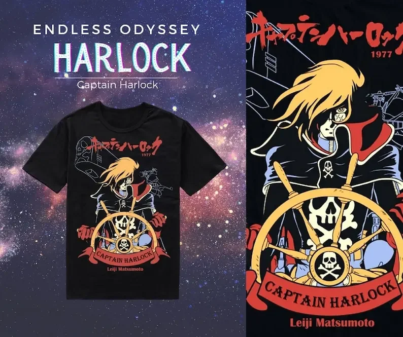 Captain Harlock, Japanese Cartoon Anime T-shirt