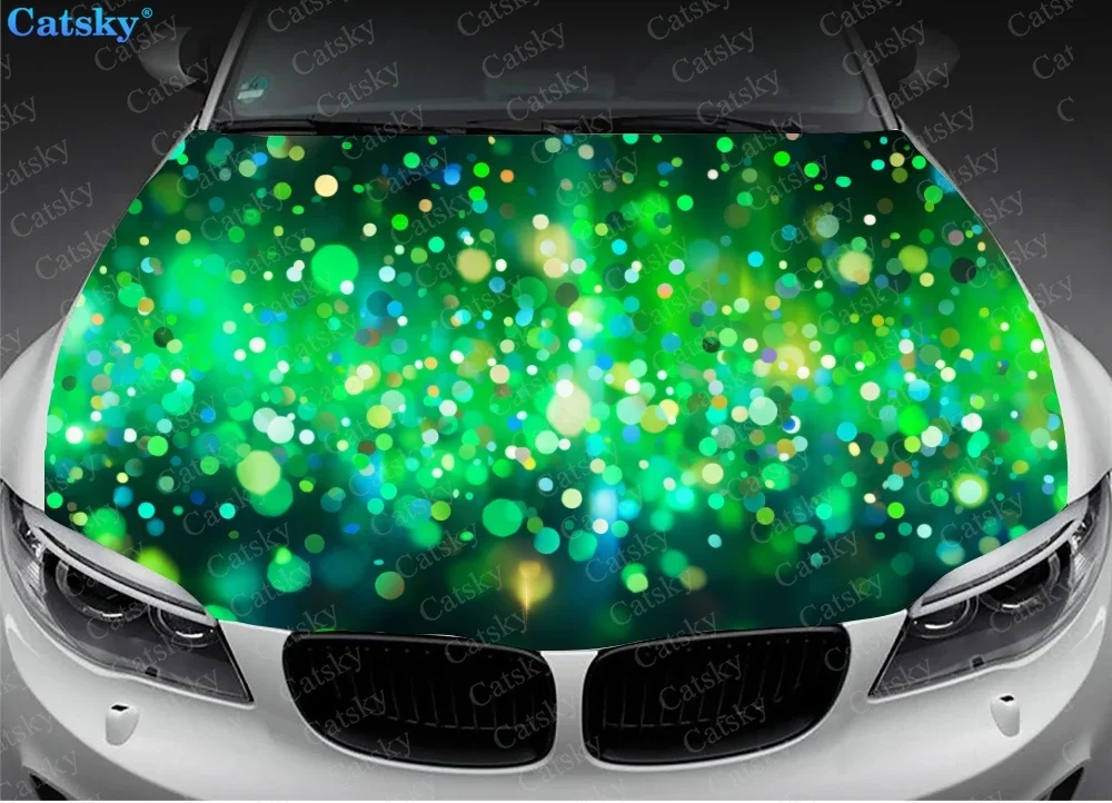 Abstract Green Glitter Light Bokeh Car Hood Decal Truck Decals Vinyl Sticker Graphic Wrap Stickers Trucks Cars Bonnet Vinyls