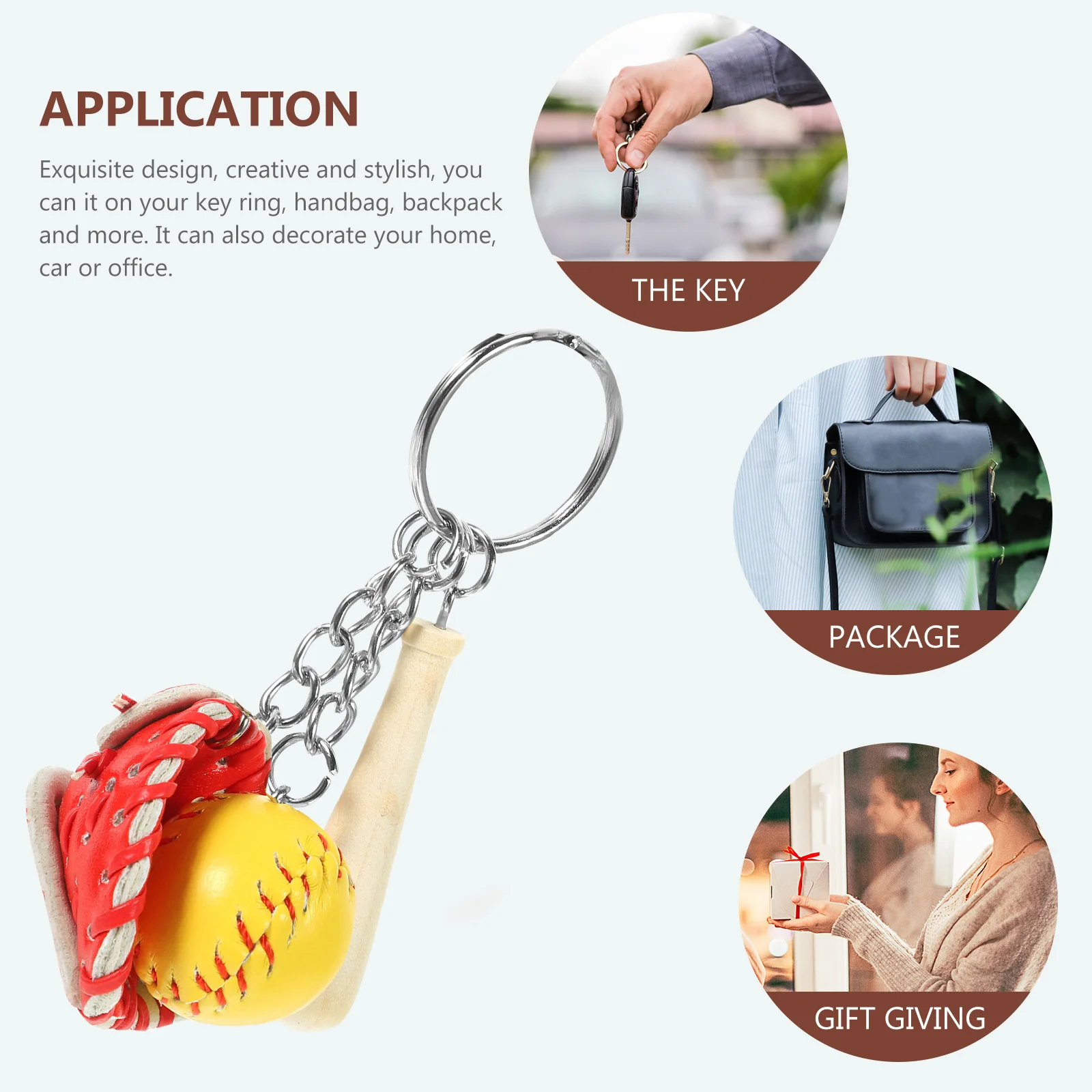 

6Pcs Baseball Key Rings Exquisite Sports Keychain Set Hanging Backpack Bag Pendant Decorative Accessories for Sports Party Gifts