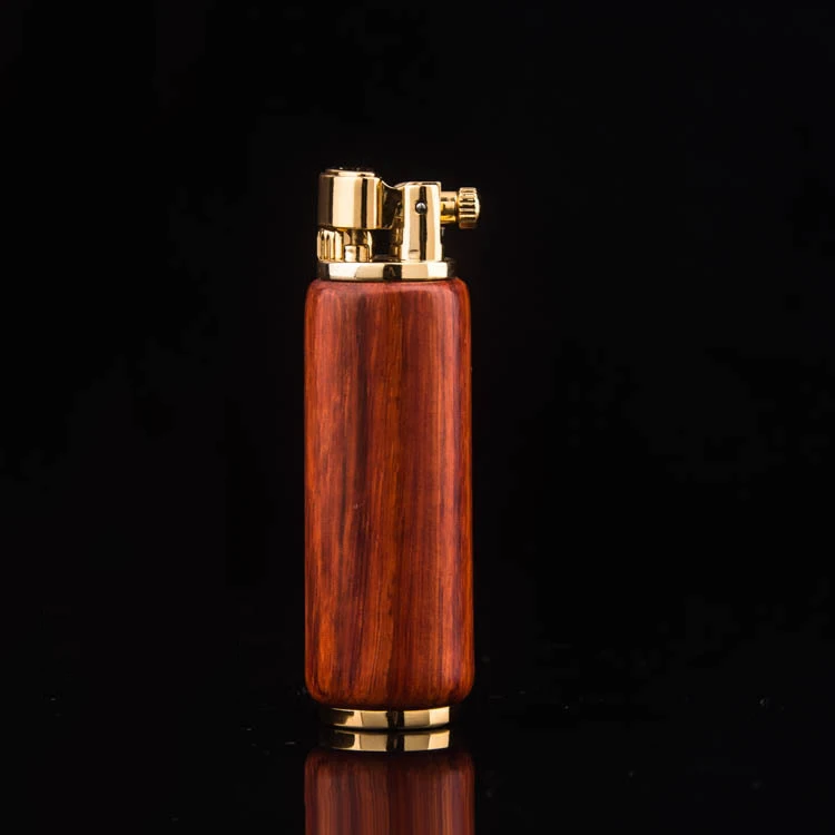 Creative Cylindrical Lighter Rhino Horn Red Sandalwood Pipe Lighter Grinding Wheel Ignition Easy Ignite For Men