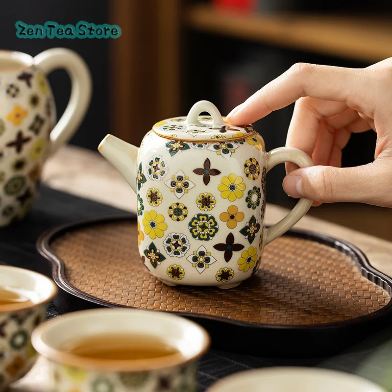 Ruyao Datang Baoxiang Ceramic Square Teapot Tea Tea Home Kung Fu Tea Set Tea Kettle Single Pot Tea Infuser