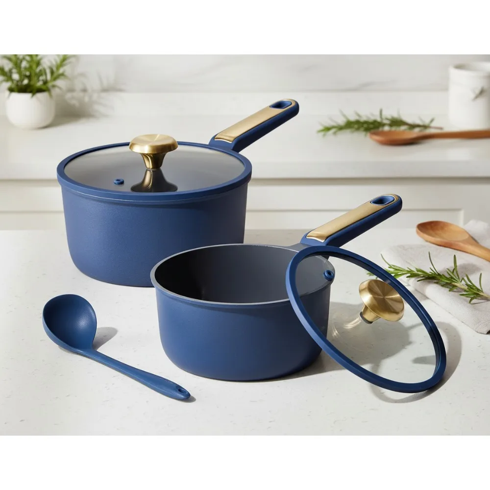 

Набор сковородок для соуса с антипригарным покрытием 2QT и 2,5QT с крышкой и ковшом, индукционная посуда для легкого приготовления пищи
