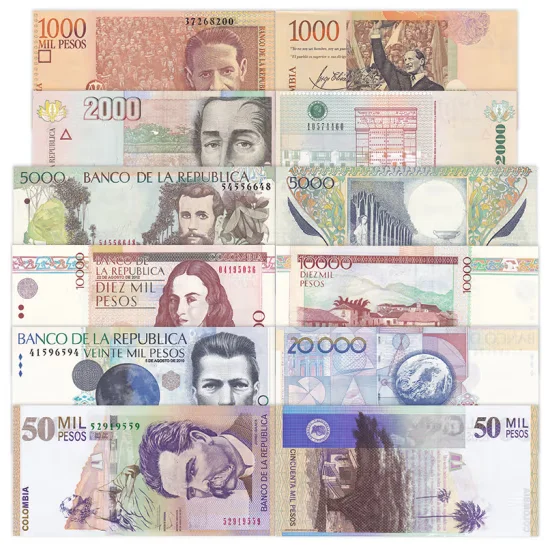 2001-2015 Colombia 1000 -50000 Peso Original Notes UNC ( Fuera De uso Ahora Collectibles)