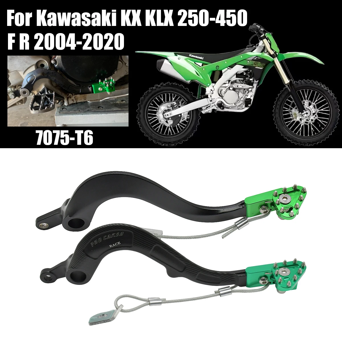 

Motorbike CNC Aluminum Rear Foot Brake Lever Pedal For KAWASAKI KX250 KX450 KX250F KX450F KLX450R KX 250 450 250F 450F 2004-2020