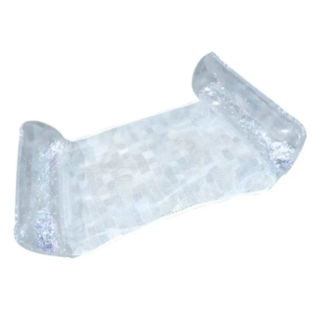 Foldable Inflatable Water Hammock Durable PVC Inflatable Design Pool Float Stripe Pattern Transparent Glitter Swimming Mattress