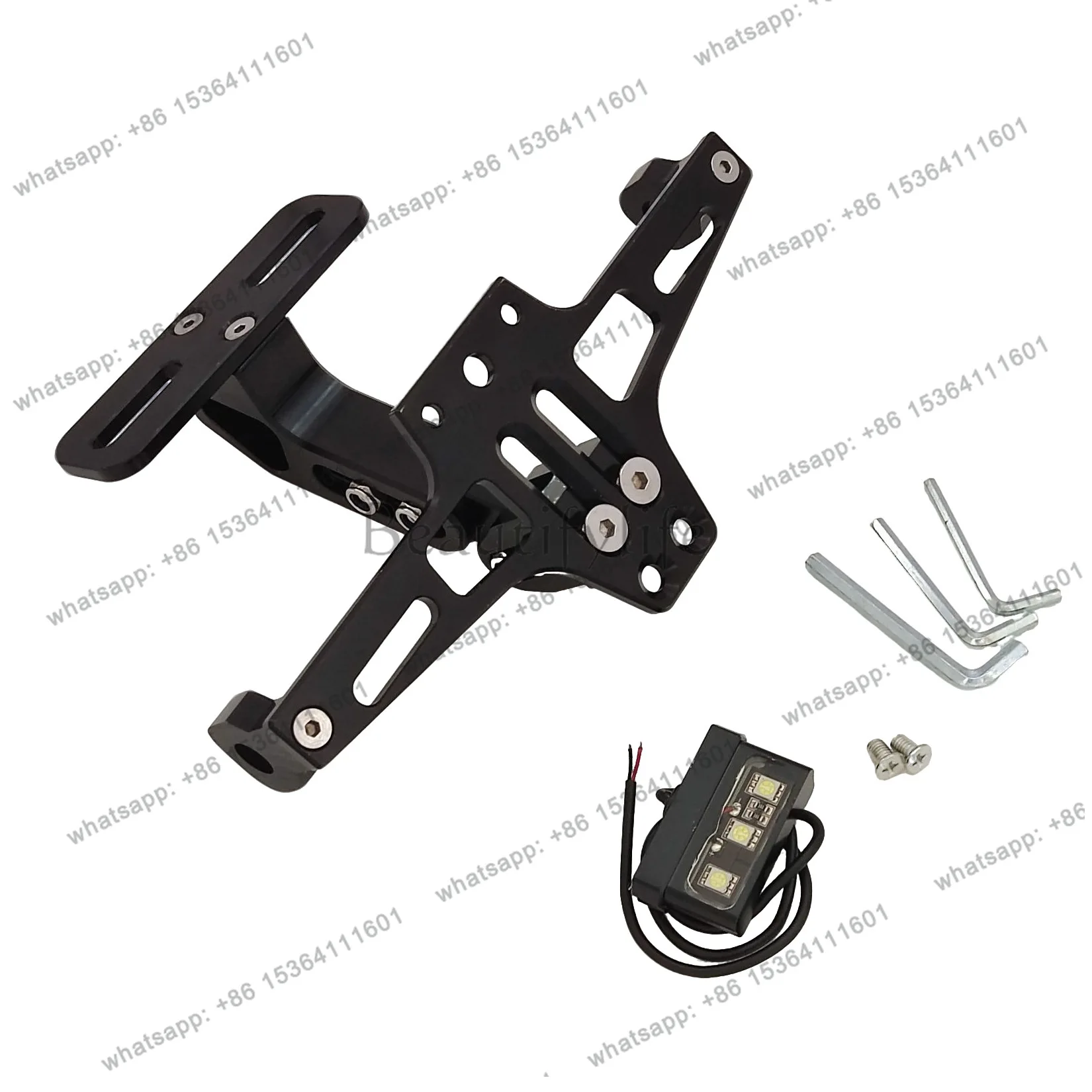 

Cross-border motorcycle general modification CNC aluminum alloy folding telescopic belt light tail plate fixing frame