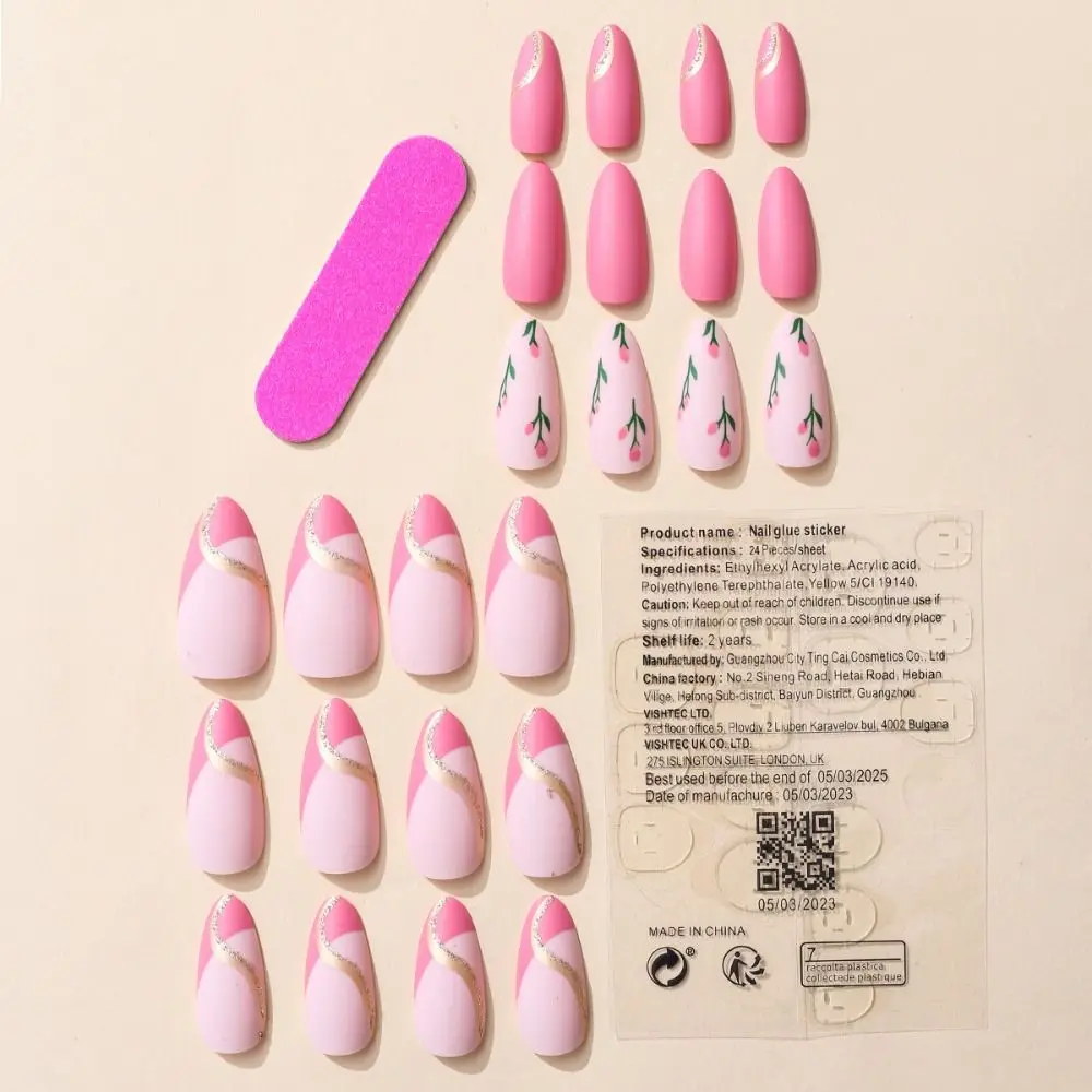 DIY lange Mandel-Kunstnägel, französisches Blatt, Schmetterling, zum Aufdrücken der Nägel, blauer Farbverlauf, abnehmbare Kunstnägel im Salon