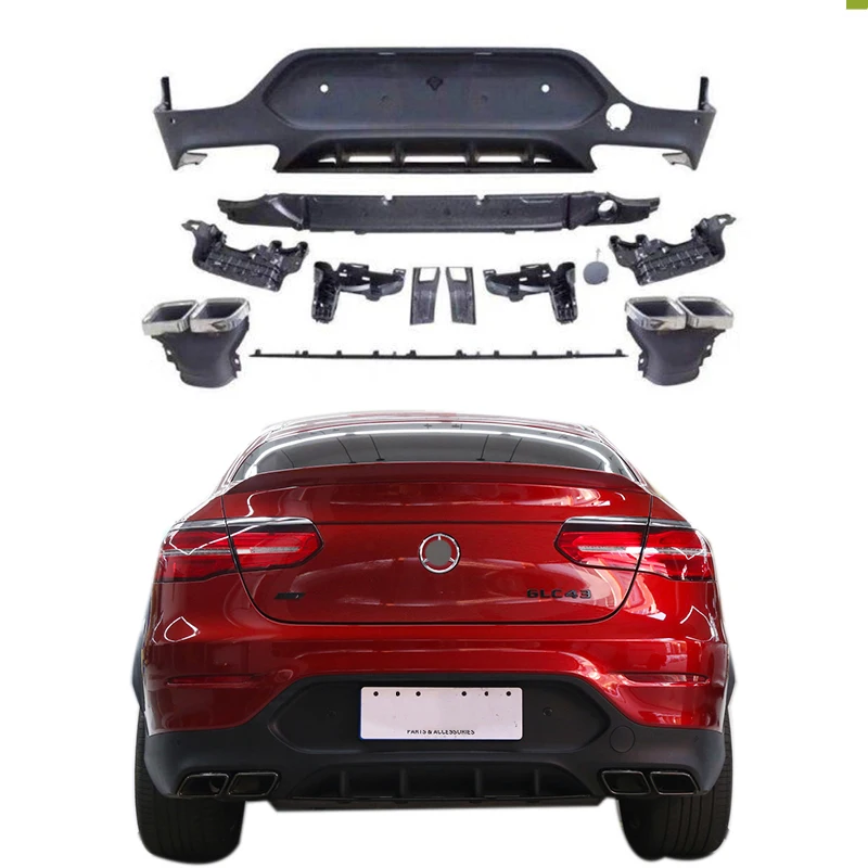 

STLFRear Diffuser with Muffler Tips for GLC C253 to GLC 63 Coupe 2017y pp Material Auto Body Systems GLC Coupe Rear Bumper LIPS