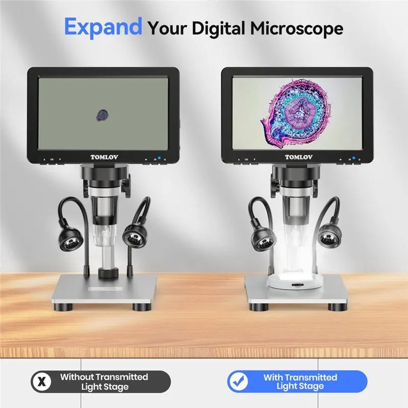 WORTHOWN-Adjustable Lamp Bottom Light Stage Holder For USB LCD Microscope Universal Transmitted LED Light Illumination