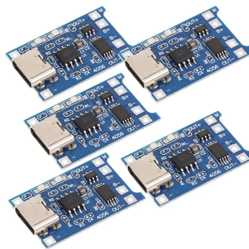 New5PCS TP4056 18650 5V Lithium Battery Charging Board Module With Protection Micro/Type-c Connector