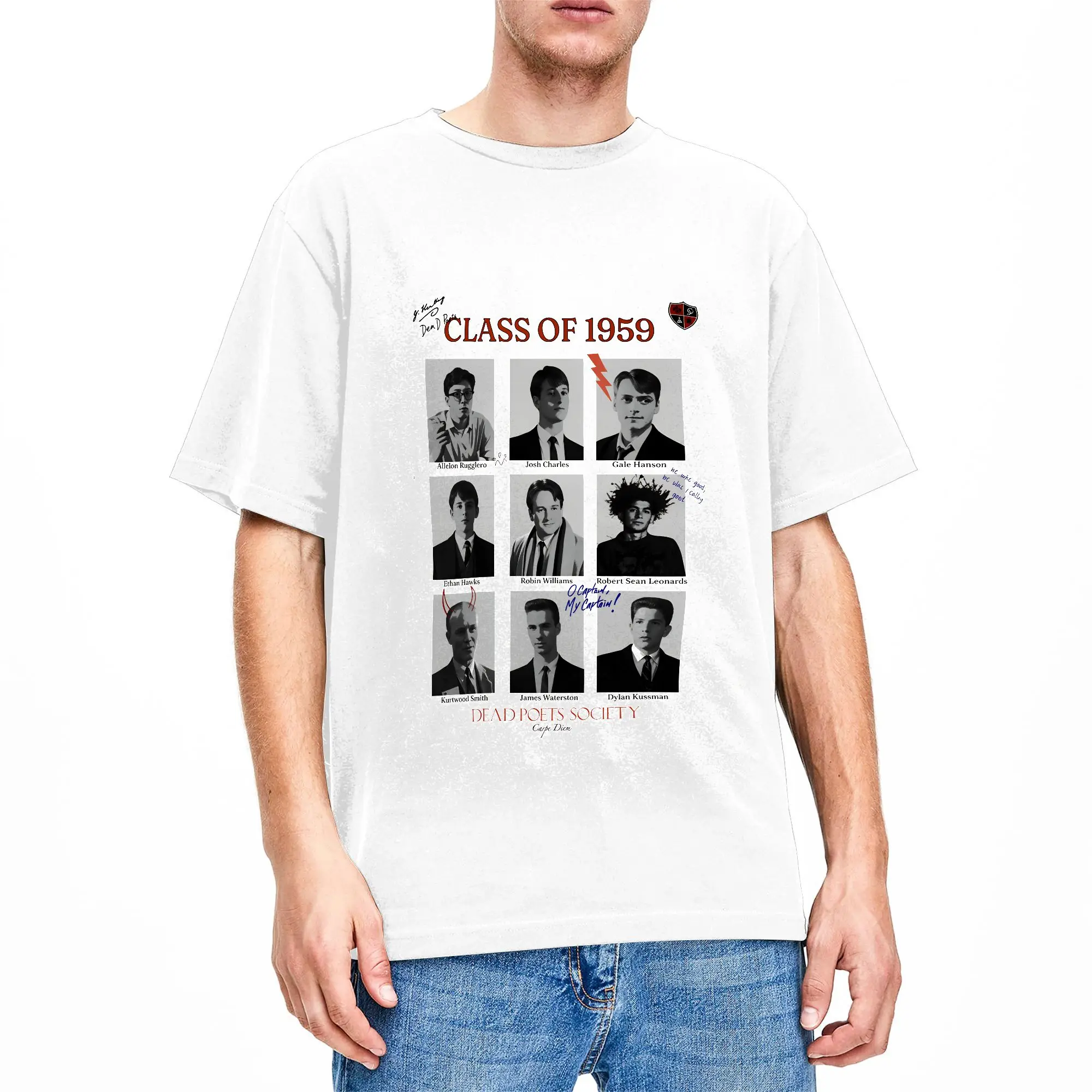 Dead Poets Society Tee Movie Poster T Shirt Summer  Hippie T Shirts Cotton O Neck Tees Tops