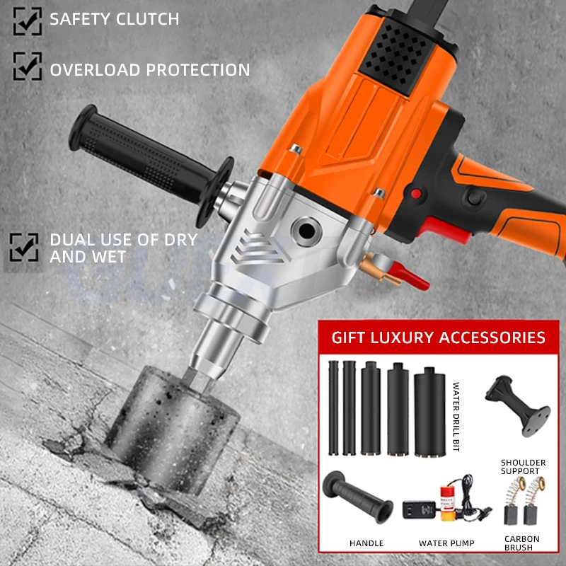 Electric Impact Drill Concrete Core Drilling Machine Paint Coating Mixer Putty Powder Jackhammer Dry Wet Diamond Core Drill 220V