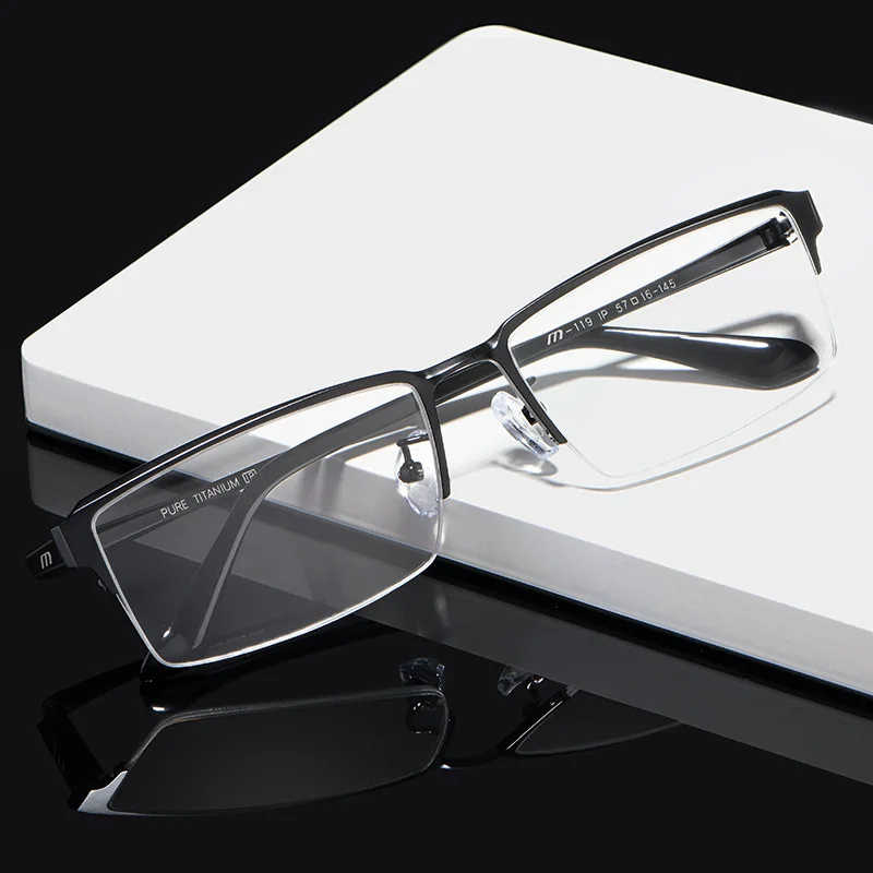 New Ultra Light Pure Titanium   Frame Glasses for Men's Fashion Large/Medium/Small Face Design Myopia Glasses Frame 119