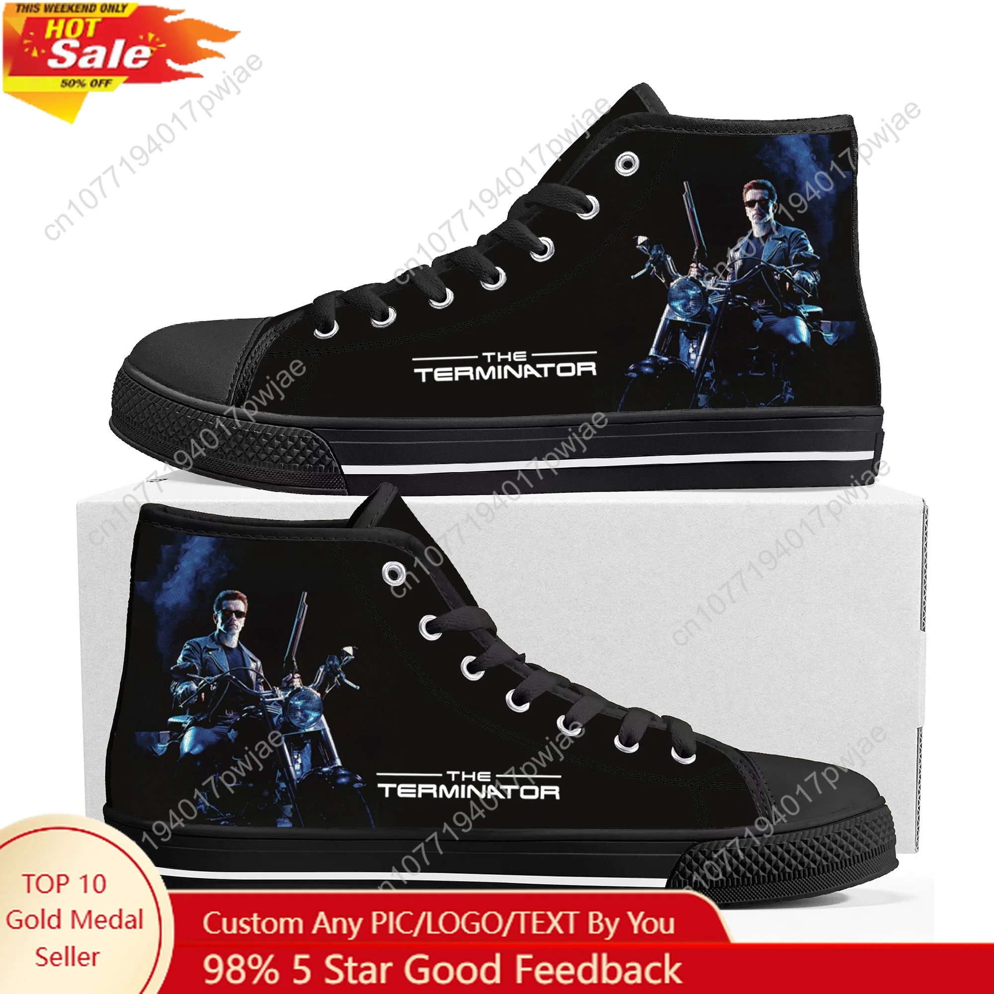 

Movie Terminator A-Arnold S-Schwarzenegger High Top Sneakers Mens Womens Lightweight Canvas Casual Shoes