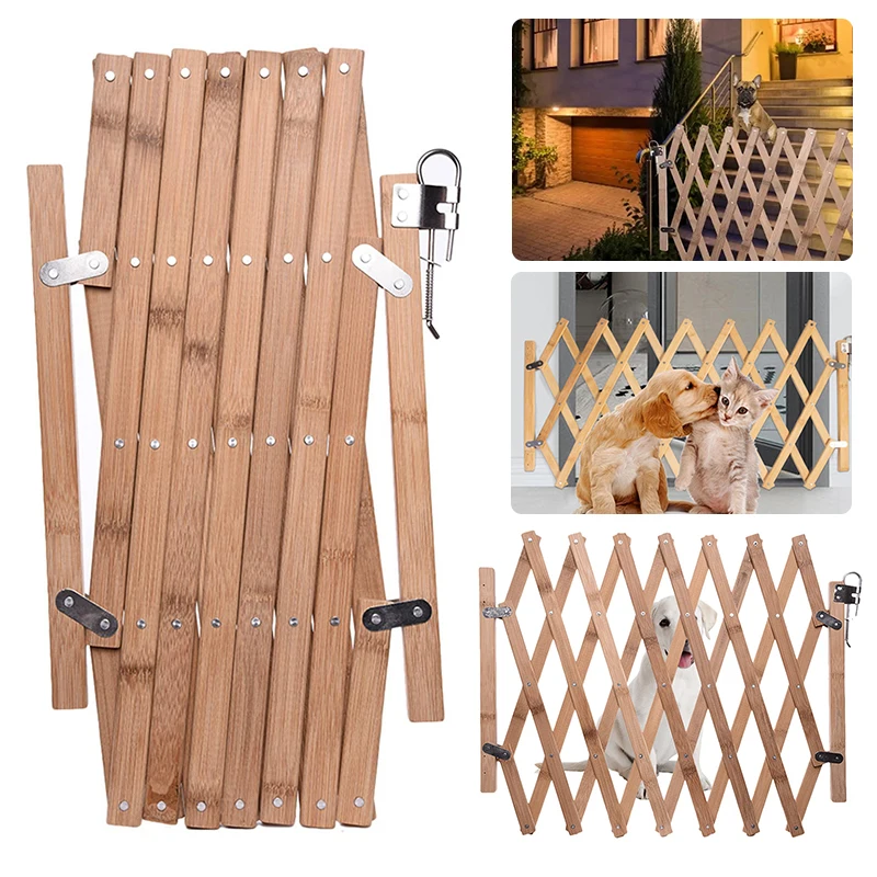 Telescopic Wooden Fence Foldable Pet Door Pet Fence Pet Cat And Dog Sliding Door Safety Isolation Door Child Safety Fence