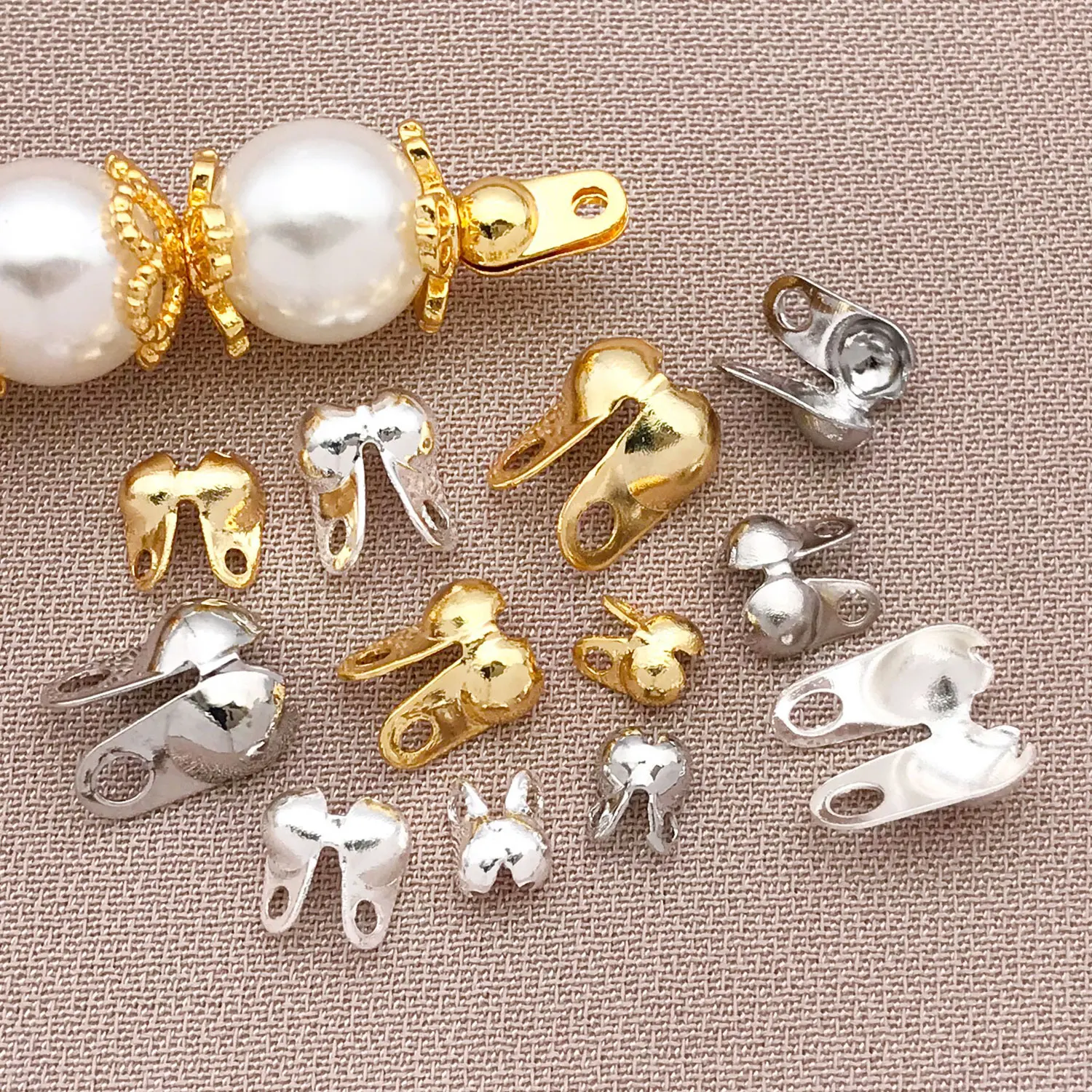 50pcs 18k Genuine Gold Thick Silver Platinum Side Buckle Suitable for DIY Making Bracelet Necklace Finishing Buckle Accessories