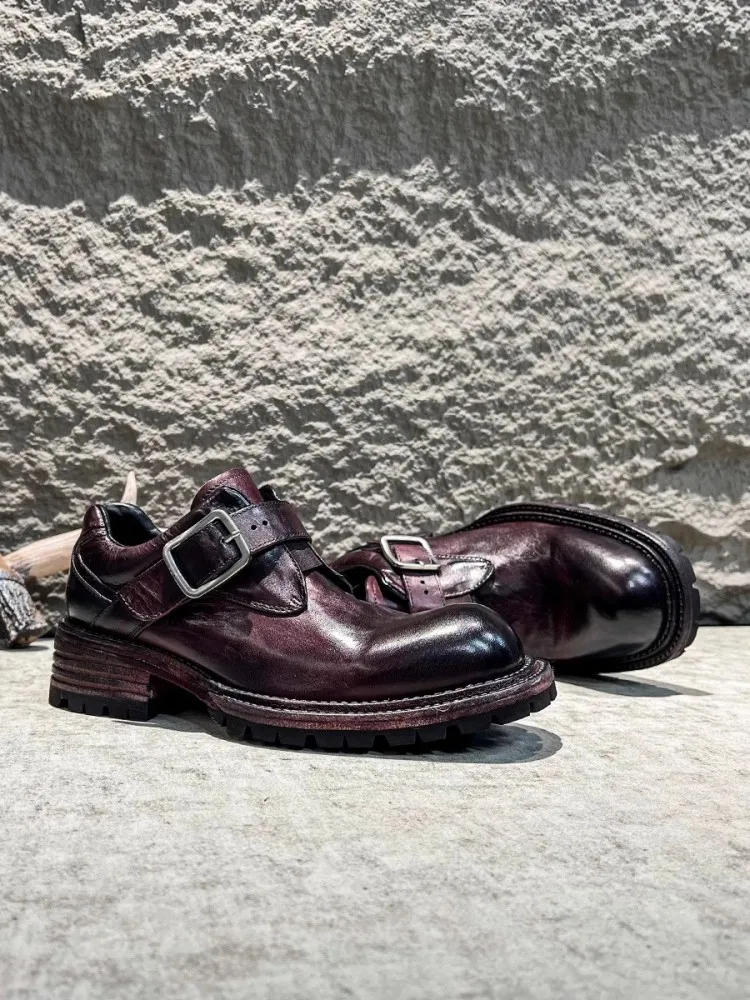 Sapatos sociais masculinos de alta qualidade, estilo italiano, vintage, couro legítimo, feitos à mão, negócios, sapatos plataforma casuais