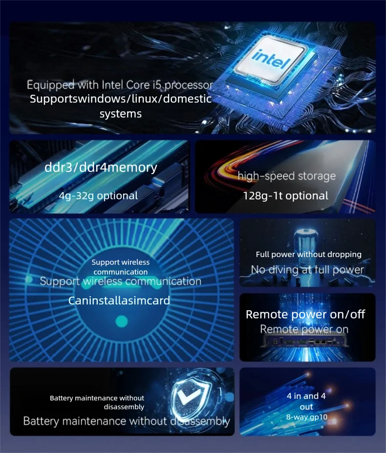 MeetNeng BPC Industrial Mini PC Core 12th DDR3 DDR4 M2 SSD Fanless Dual LAN VGA HDMI RS232 USB3 Fanless Design Alloy