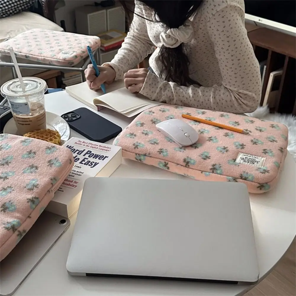 

Новый чехол для ноутбука 11/13/15,6 дюймов с цветочным узором, противоударный чехол для ноутбука, плюшевый защитный чехол для планшета большой емкости