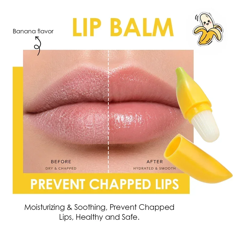 Travel Size Fruit Lip Balm, Banana Scented Hydrating Balm, Relieve Dryness, Perfect Daily Lip Care Cosmetic Gift