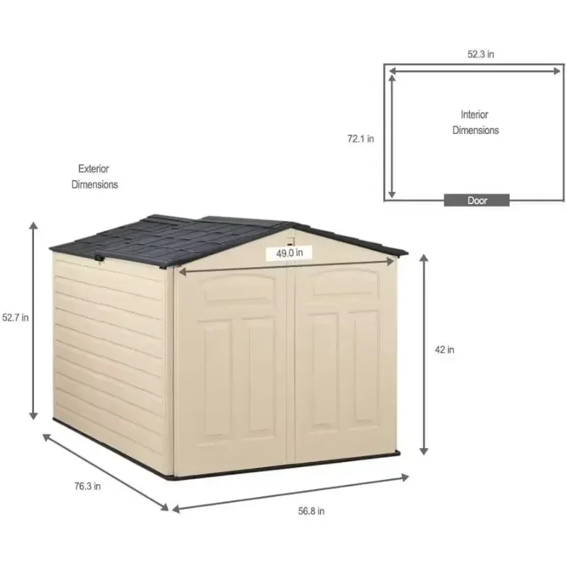 

Authenticity guarantee.Slide-Lid Resin Outdoor Storage Shed (5 x 6.5 Ft),Weather Resistant, Beige/Brown, Organization for Home/B