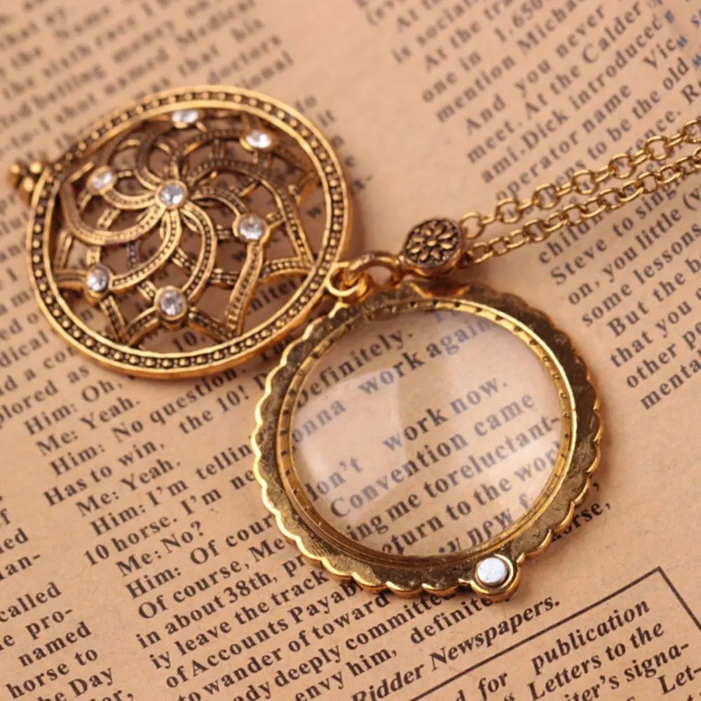 Fashion Alloy Magnifying Glass Pendant Necklace Vintage Gifts Magnifying Glass Pendant Golden Necklace