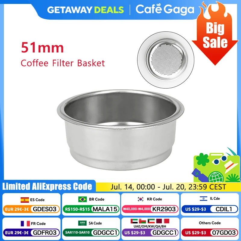 Coffee Filter Basket 304 Stainless Steel New Design 51MM Filter Basket For Coffee Portafilter Coffee Accessories Barista Tools