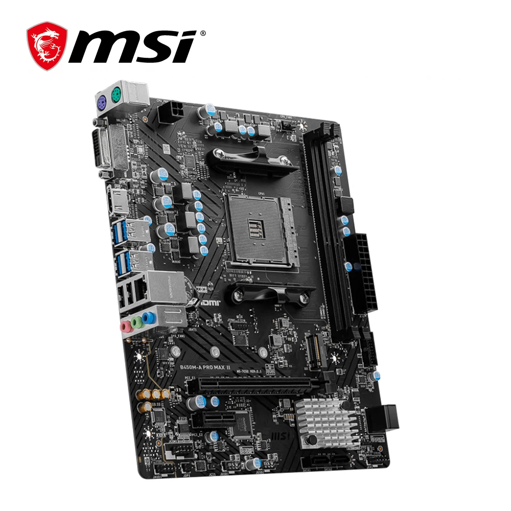 MSI AMD B450M-A PRO MAX II New Motherboard Dual-channel DDR4 Memory M.2 SATAIII USB3.2 Support R9 CPU Socket AM4 Mainboard