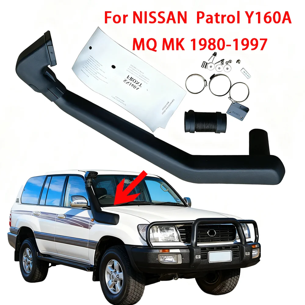 

4x4 Snorkel Kit For Nissan Patrol Y160 MQ/MK 1980-1997 Heavy-Duty UV-Resistant LLDPE Air Intake System Left Side Fitment