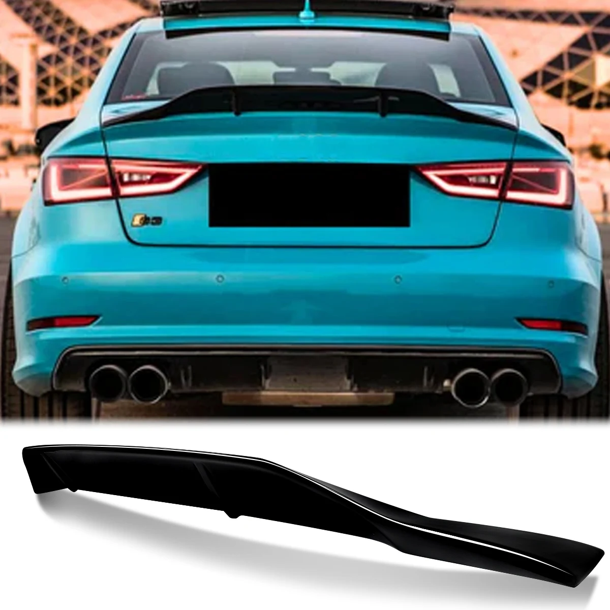 

For Audi A3 Glossy Black Spoilers S3 Sedan RS3 8V Saloon 2013-2022 Rear Boot Spoiler Lip Renntech Style Wing Decoration Refit