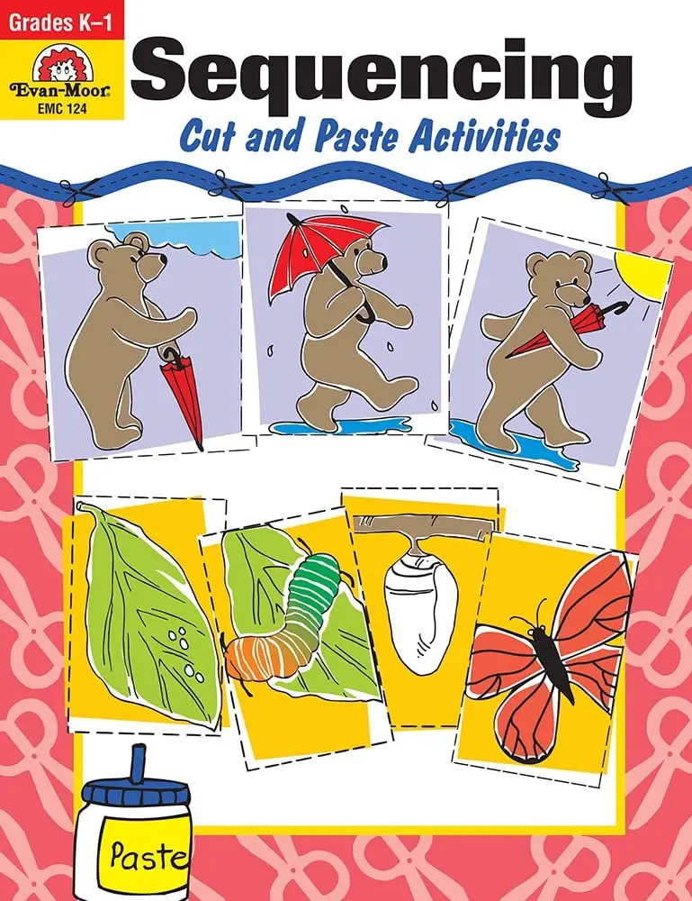 

Evan-Moor Sequencing: Cut and Paste Activities, Grade K-1 Workbook,aged 4 5 6 7, English book 9781557990136