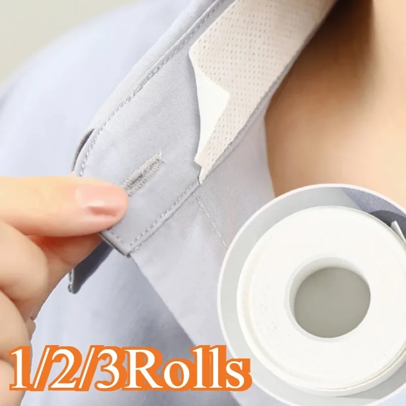 1/2/3 Rolls Hat Shirt Collar Anti-dirty Grime Protector Fixing Sticker Self-adhesive Disposable Tape Rolled Sweat-absorbent Tape