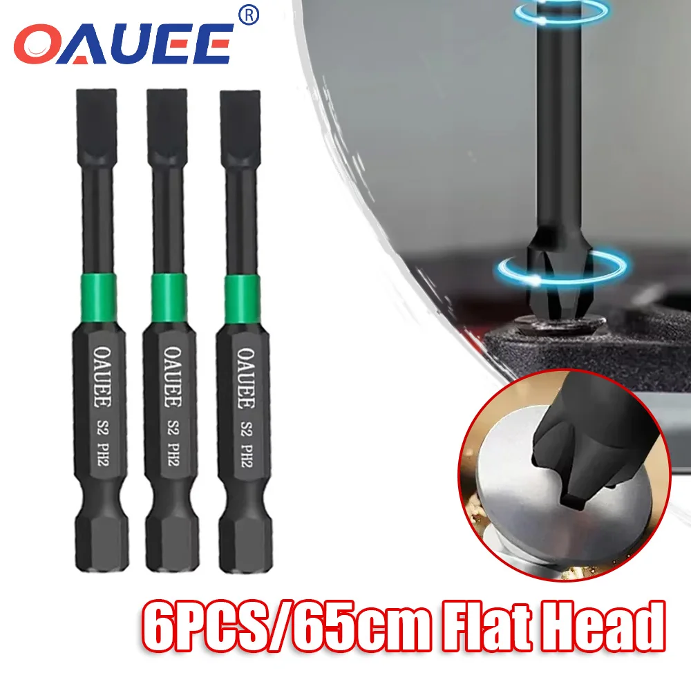 

6pcs Magnetic Batch Head Impact Strong Flat Head PH2 High Hardness Screwdriver Set 60/70/90mm Anti Non-slip WaterProof Bit Set